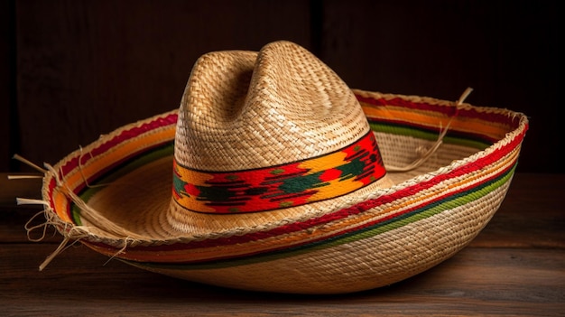 Cappello sombrero messicano su sfondo di legno