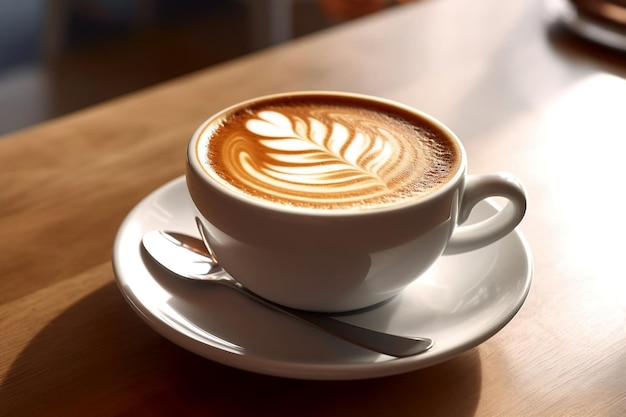 Cappuccino con latte Arte in una tazza AI generativa