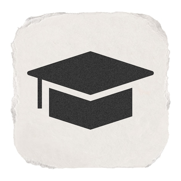 Cappuccio di laurea png icona educativa adesivo carta strappata disegno su sfondo trasparente