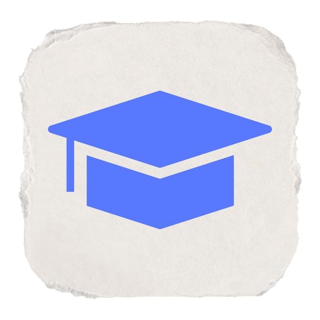 Cappuccio di laurea png icona educativa adesivo carta strappata disegno su sfondo trasparente