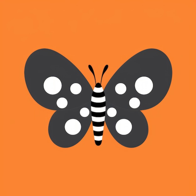 Capricciosa icona di farfalla su uno sfondo arancione vibrante