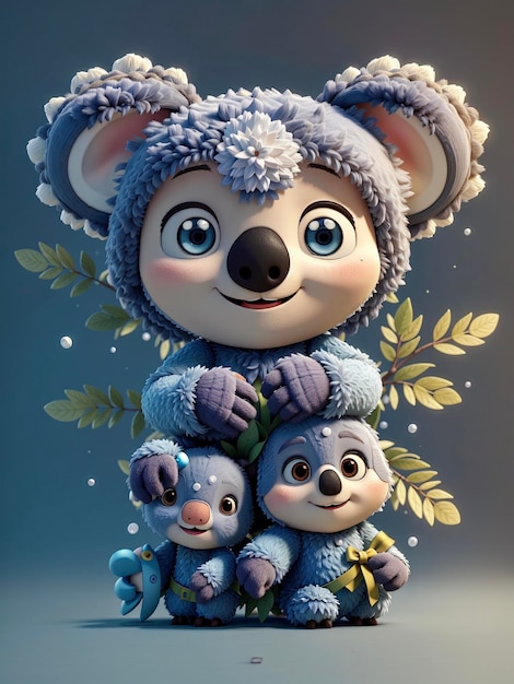 Capricciosa meraviglia Adorabile bambino koala in affascinante stile fantastico dei cartoni animati