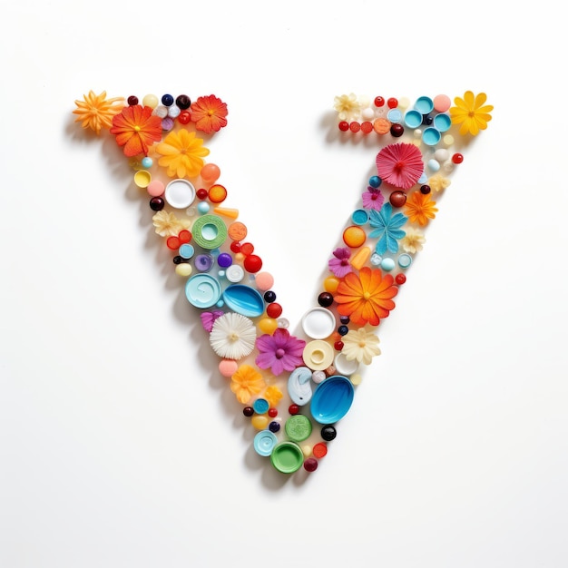 Capricciosa Pill Letter V Art Colori vivaci e forme intricate