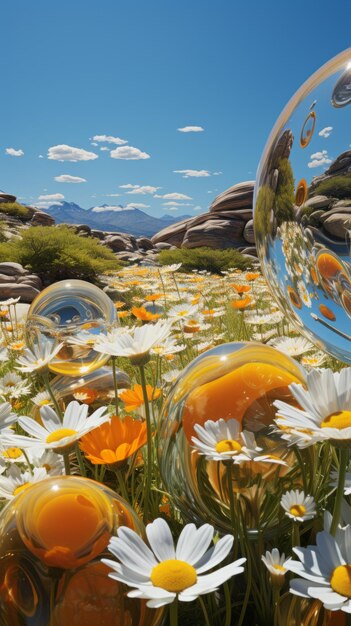 Capricciose bolle selvagge su un campo di fiori