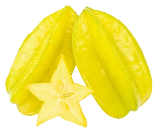 Carambola della frutta della stella o mela della stella isolata su bianco