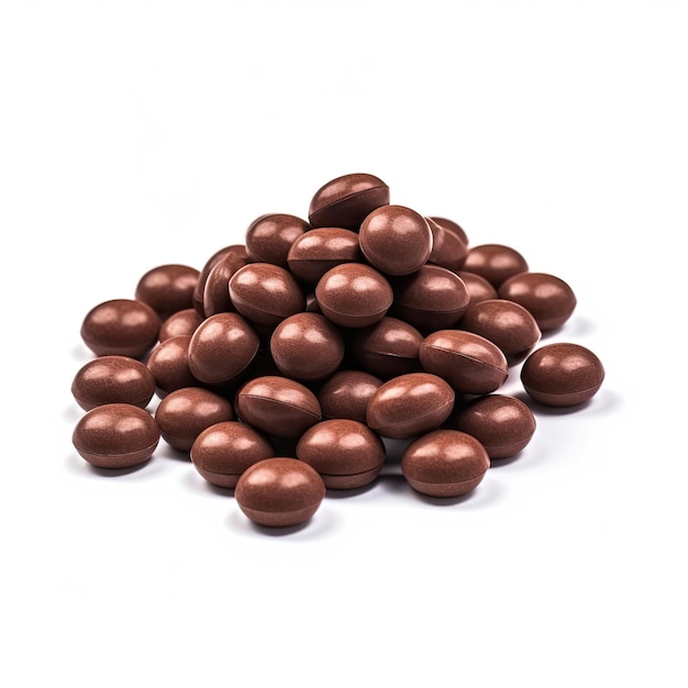 Caramella di cioccolato su priorità bassa bianca
