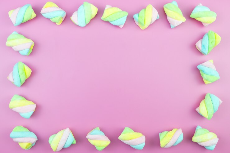 Foto caramella piatta sweet candy lollipop marshmallow colorato rosa