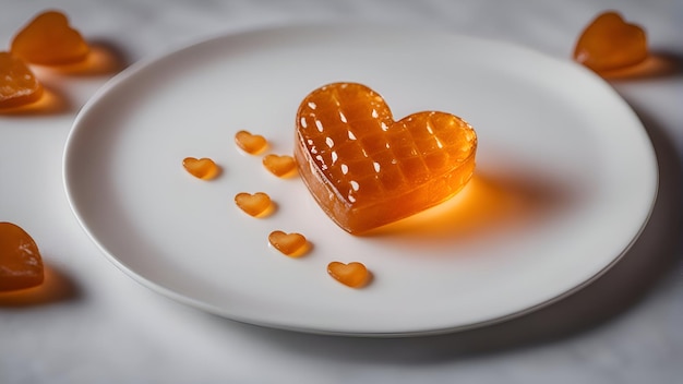 Caramelle a forma di cuore su un piatto bianco