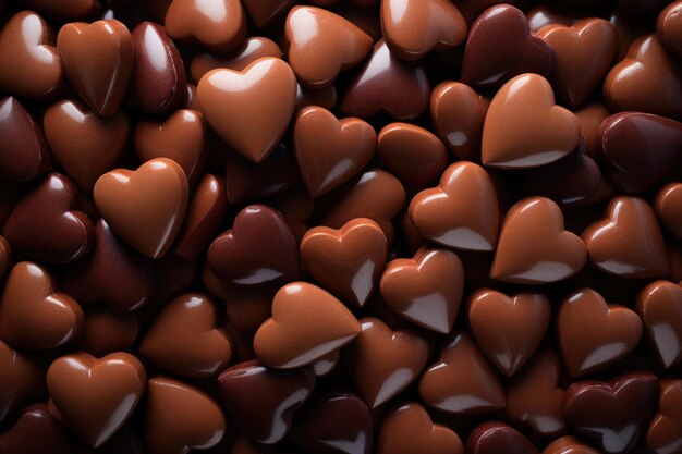 Caramelle al cioccolato in forma di cuore con consistenza generata dall'AI