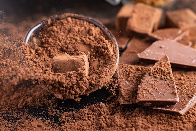 Caramelle al tartufo al cioccolato in polvere di cacao burro al cioccolato naturale dessert dolci snack pasto