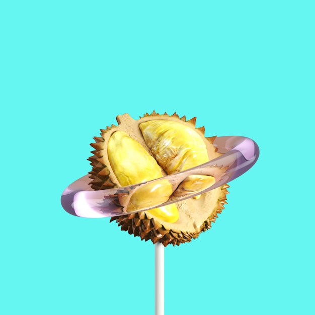 Caramelle alla frutta Durian. Minima idea di frutta. Rendering 3D.