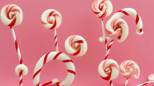 Caramelle alla liquirizia a strisce rosse e bianche e divertenti animali soffici, favolose immagini per bambini