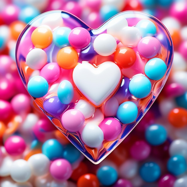 Caramelle colorate a forma di cuore sullo sfondo di San Valentino