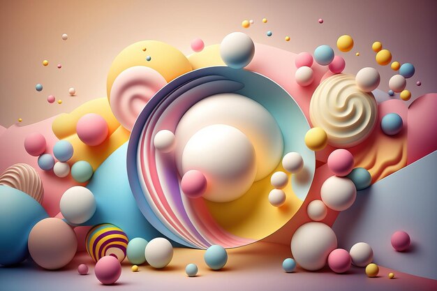 Caramelle colorate dolci e lecca-lecca sembrano rendering 3D Illustrazione generativa per il design di partite di carte poster banner pubblicità
