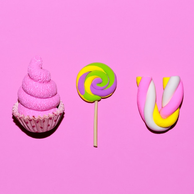 Caramelle Dolci. Pink Fashion Candy Mood Flatlay Art