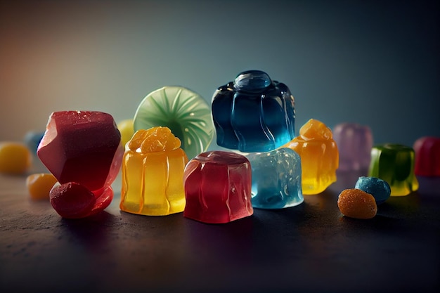 Caramelle gommose assortite Jelly sweetsgenerative ai