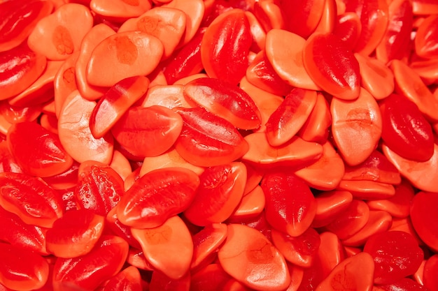 Caramelle gommose rosse a forma di labbra