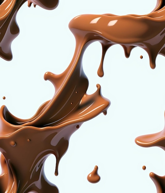 Caramello con spruzzata di cioccolato al latte su sfondo bianco luce del giorno ultrarealistica fotorealistica