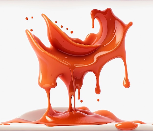 caramello con spruzzata di latte di colore arancione su sfondo bianco luce del giorno ultrarealistica fotorealistica