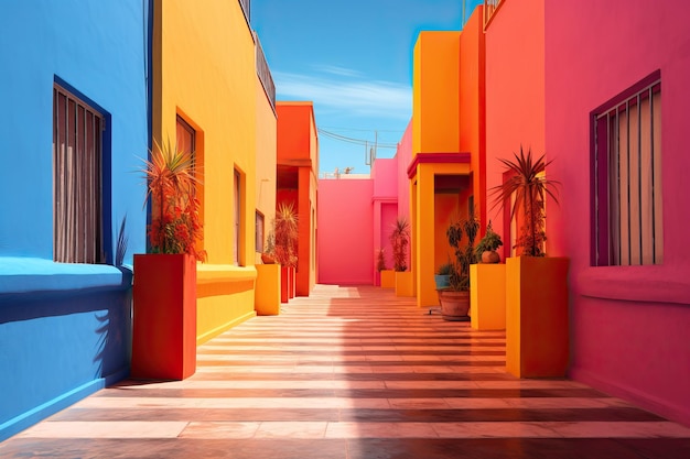 Caramo mediterraneo case vibranti sulla strada colorata fotografia astratta