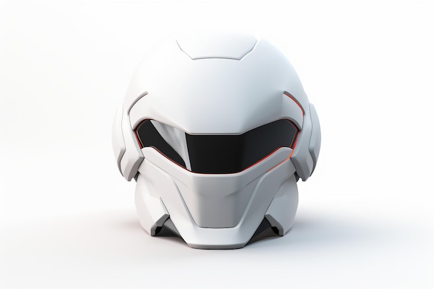 Carattere del casco 3D su bianco isolato