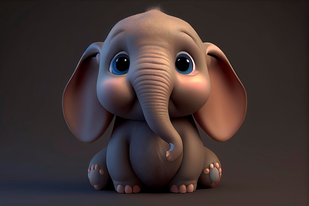 carattere del fumetto 3d dell'elefante del bambino isolato, ai creativo