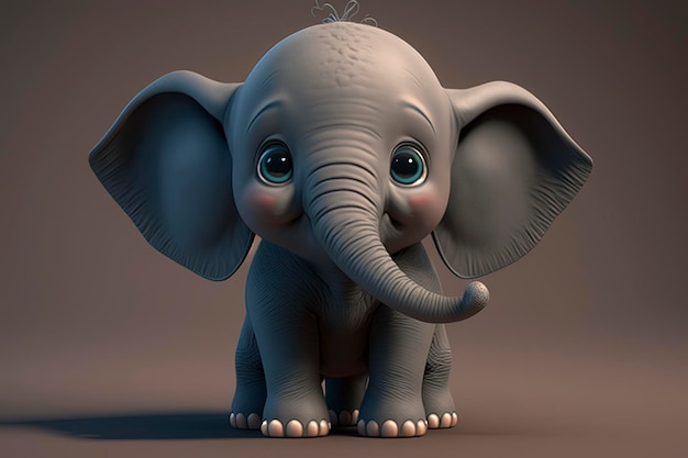 carattere del fumetto 3d dell'elefante del bambino isolato, ai creativo