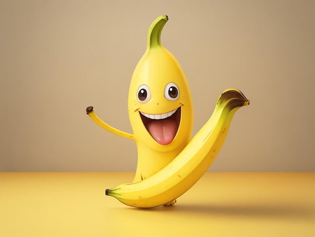 Carattere di banana felice 3d generato dall'intelligenza artificiale