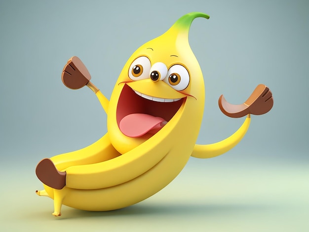 Carattere di banana felice 3d generato dall'intelligenza artificiale