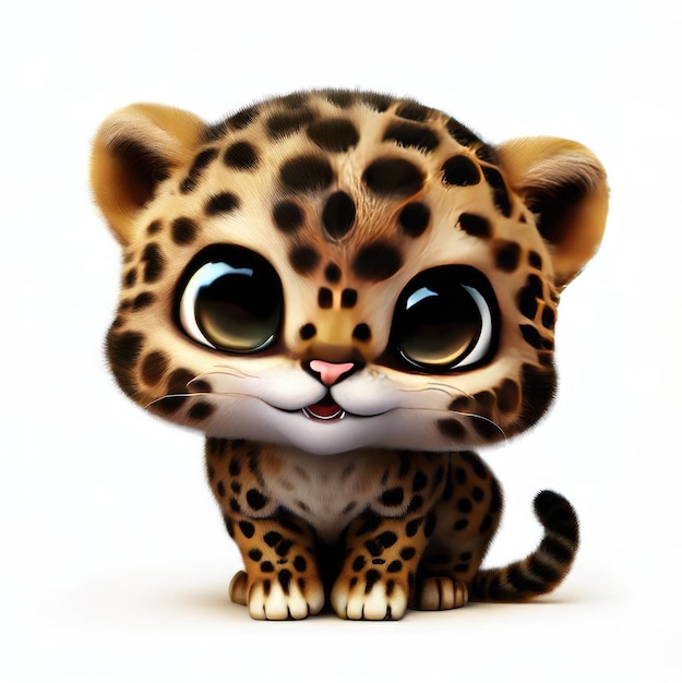 Carattere sveglio del leopardo di sorriso 3d
