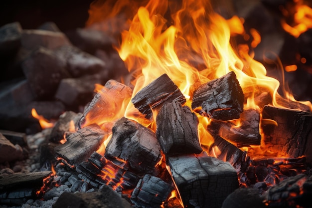 Carboni che bruciano in un braciere