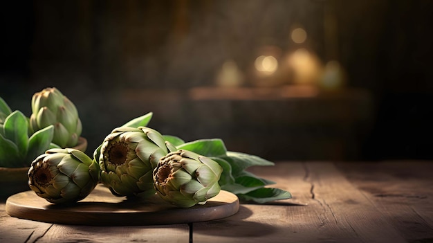 Carciofo crudo fresco sulla tavola di legno