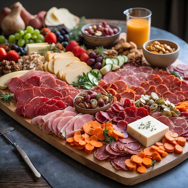 Carcuterie colorate di carne vegetale e formaggio