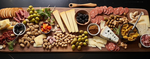 Carcuterie e formaggi vari, compresi ingredienti spagnoli e olive