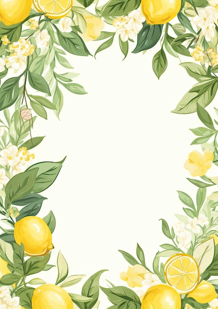 Card border Lemon e fiore riempito cornice