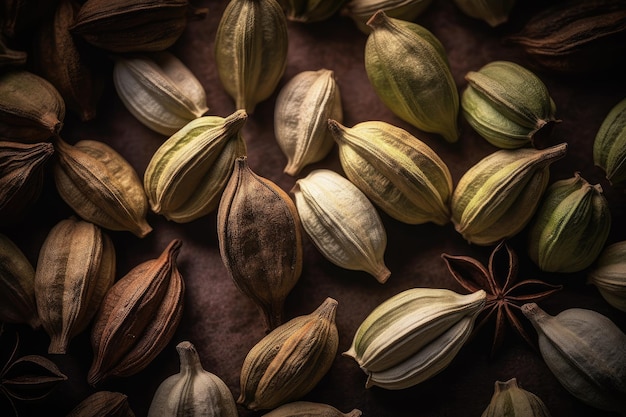 Cardamomo macro closeup sfondo ai generativa