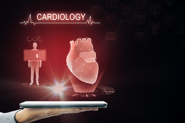 Cardiologia rossa e sfondo futuro