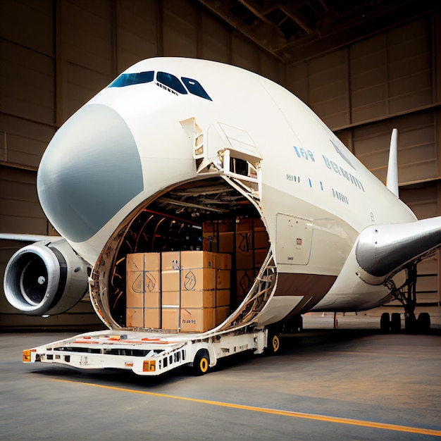 Caricamento del contenitore in Airplane Cargo