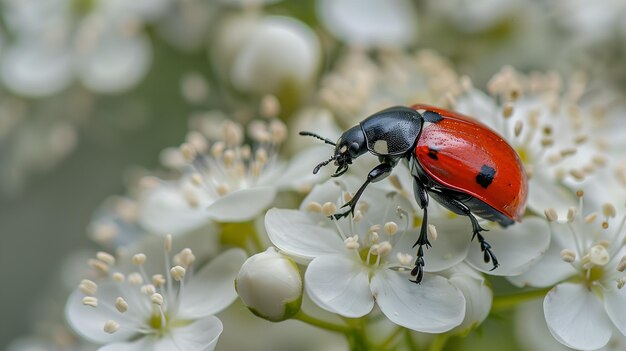 Carina coccinella sul bellissimo fiore