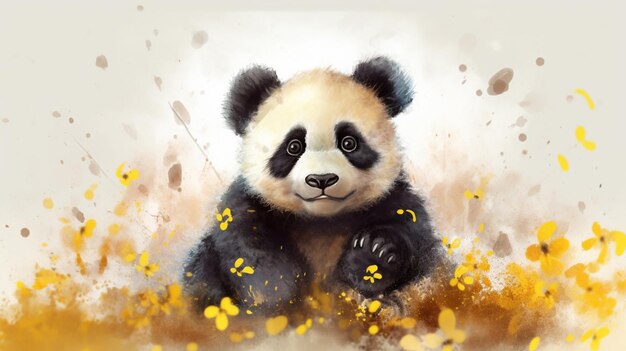 Carina illustrazione ad acquerello del panda ai generativex