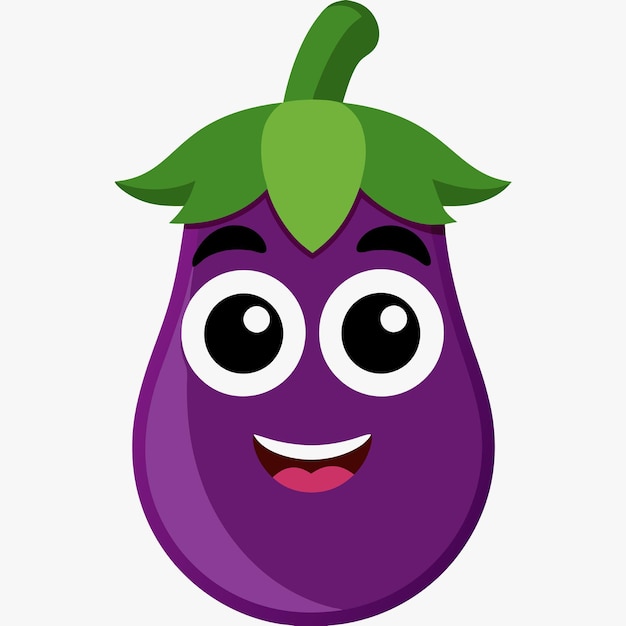 Carina illustrazione vettoriale di emoticon di melanzane