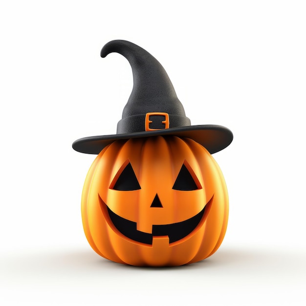 Carina zucca di Halloween con cappello di strega 3d Render