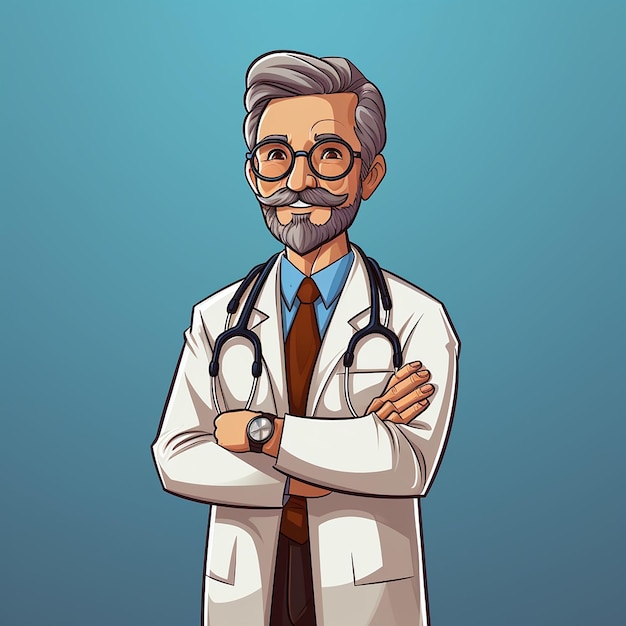 Caring Professional HandDrawn Cartoon Doctor Illustration