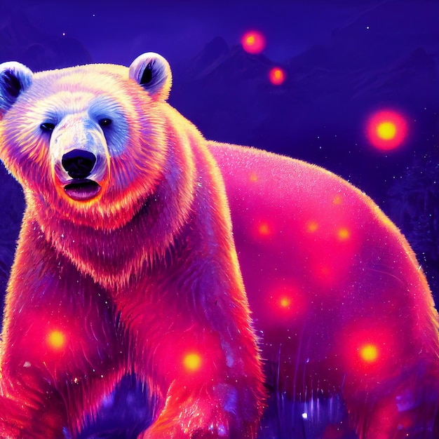 Carino animale piccolo grazioso orso polare rosso ritratto da una spruzzata di illustrazione ad acquerello