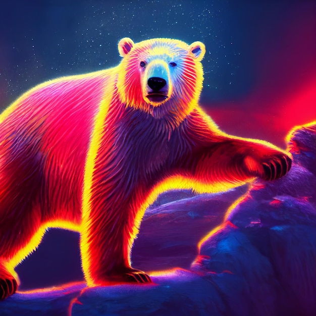 Carino animale piccolo grazioso orso polare rosso ritratto da una spruzzata di illustrazione ad acquerello