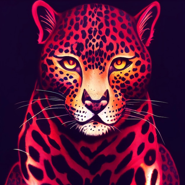 Carino animale piccolo grazioso ritratto di leopardo rosso da una spruzzata di illustrazione ad acquerello