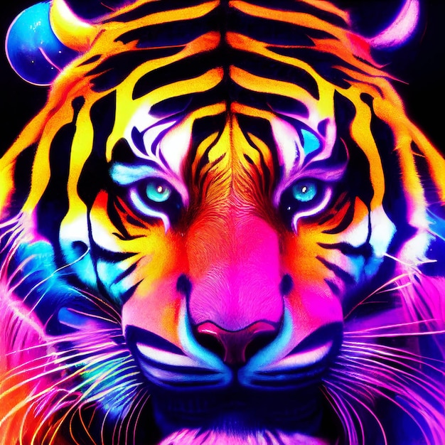 Carino animale piccolo ritratto di tigre abbastanza colorato da una spruzzata di illustrazione ad acquerello