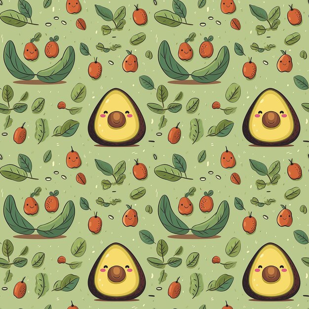 carino avocado arte naif Modello senza cuciture