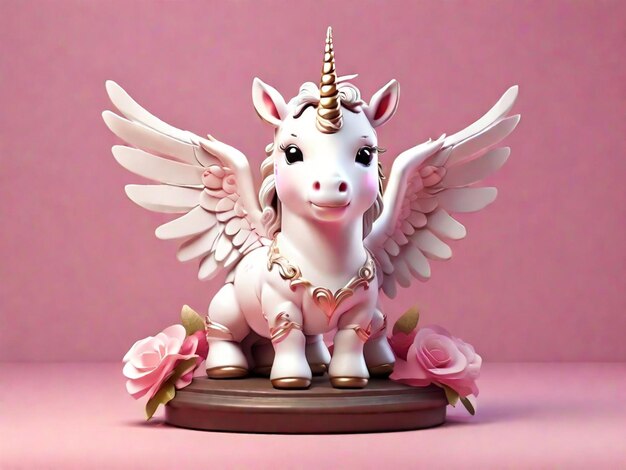 carino bambino unicorno bianco con le ali