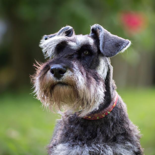 carino cucciolo di cane con erba verde bokeh sfondo foto premium